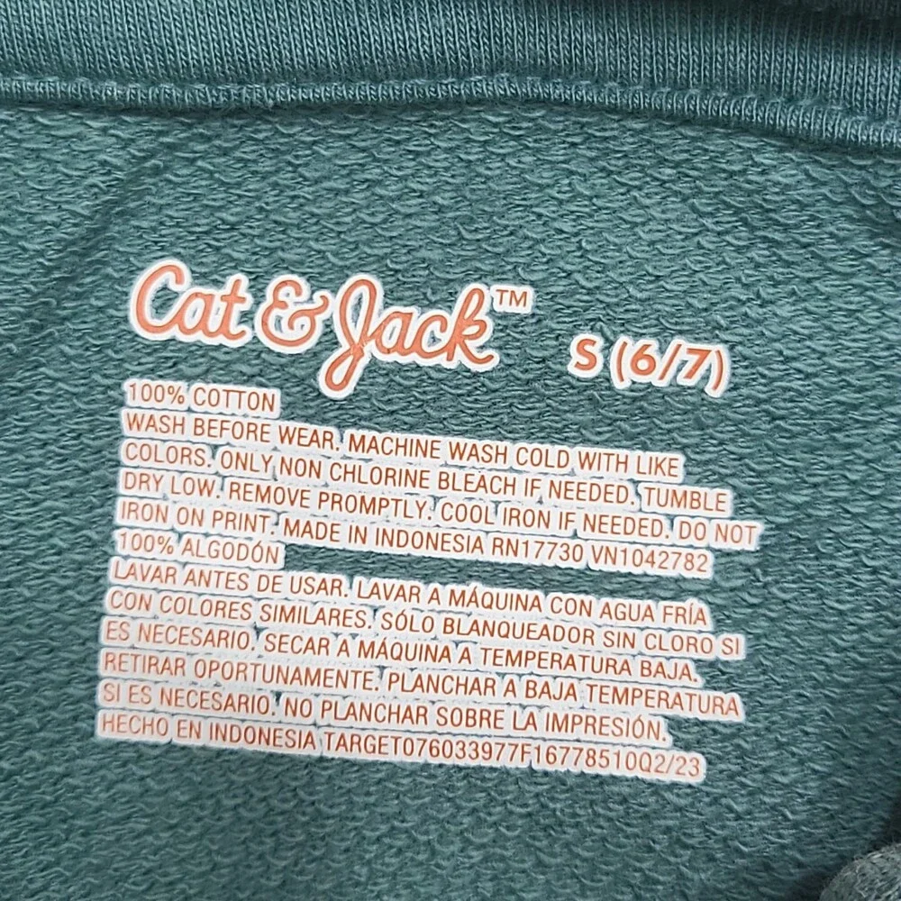 Boys Long Sleeves Hoodie Pullover Sweatshirt - Cat & Jack Green Size Small 6/7